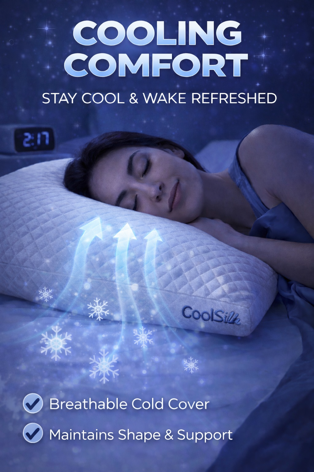 Luxury Cooling Pillows 2 Pack Soft Breathable Bed Pillows Sleep Comfort