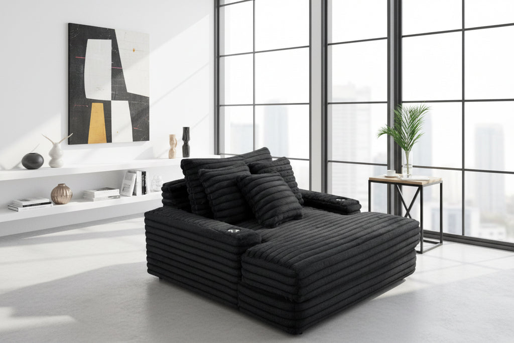 1100 SoftLine Chaise Black