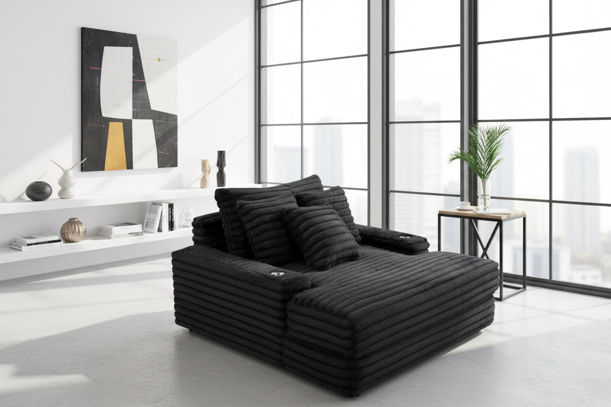 1100 SoftLine Chaise Black
